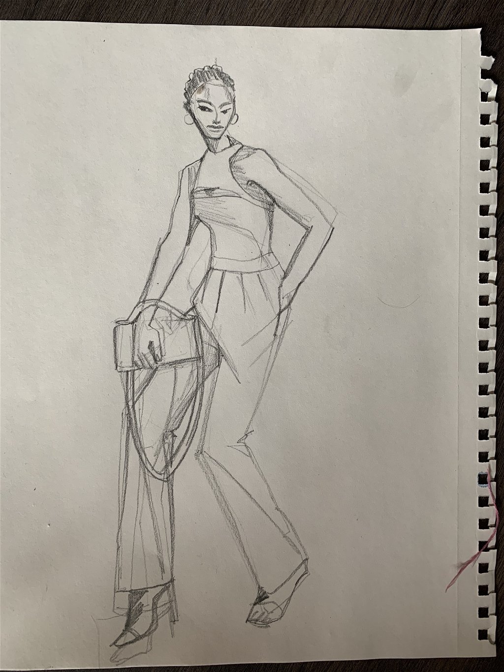 Brown Paper bag fashion sketching
